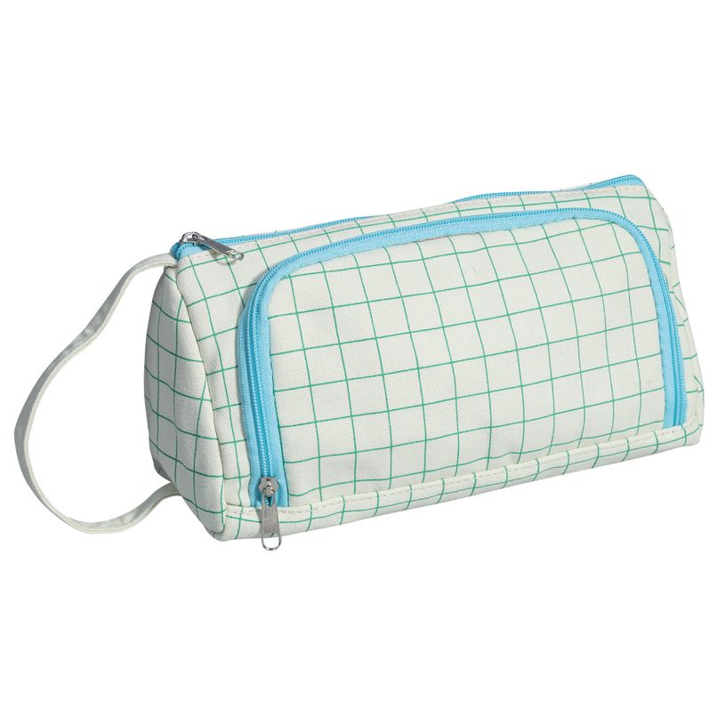3173740250206- Trousse Walker Canvas grid - 1 compartiment - vert/bleu clair-P_405129508_1-0