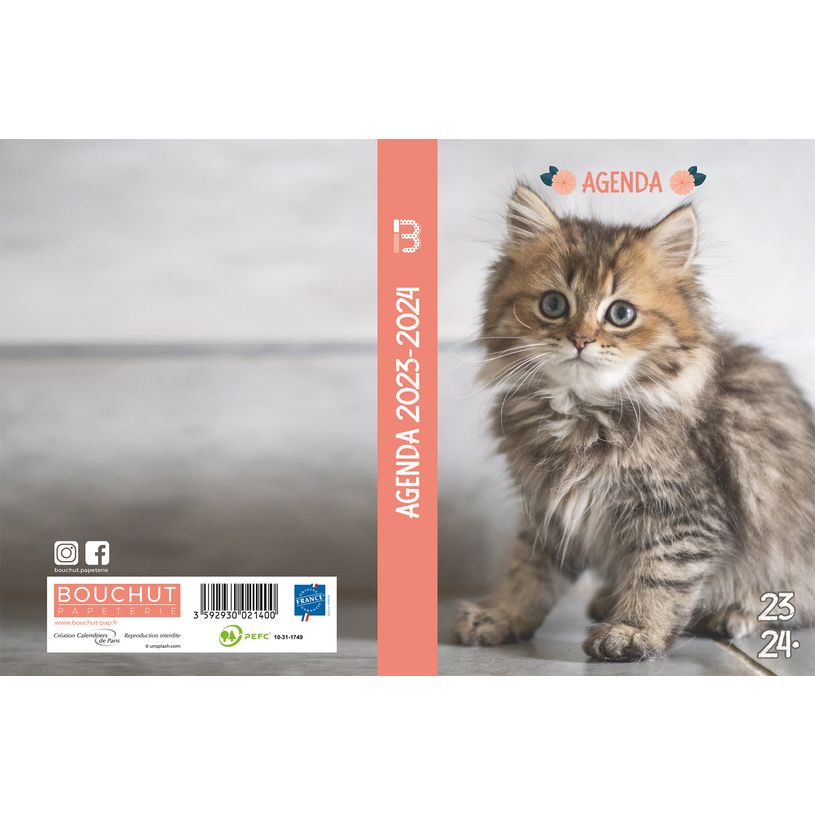 3592930021400-Agenda Animaux - 1 jour par page - 12 x 17 cm - chaton - Bouchut-P_405129509_1-0