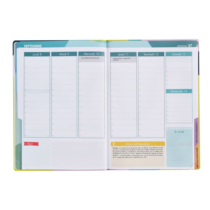 3371010498543-Quo Vadis - Agenda enseignant - 2026-2027 - Mon Agenda Pédagogique - Semainier Horizontal - Français - Multicolore - 12 mois de mi-juillet à mi-jui--1