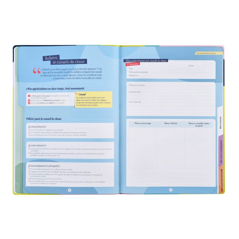 3371010498543-Quo Vadis - Agenda enseignant - 2026-2027 - Mon Agenda Pédagogique - Semainier Horizontal - Français - Multicolore - 12 mois de mi-juillet à mi-jui--2