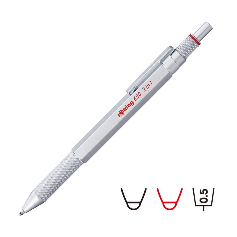 4895151559035-Rotring 600 - Stylo 3 en 1 : porte-mines et stylo à bille noir et rouge - argent-P_405130113_2-1
