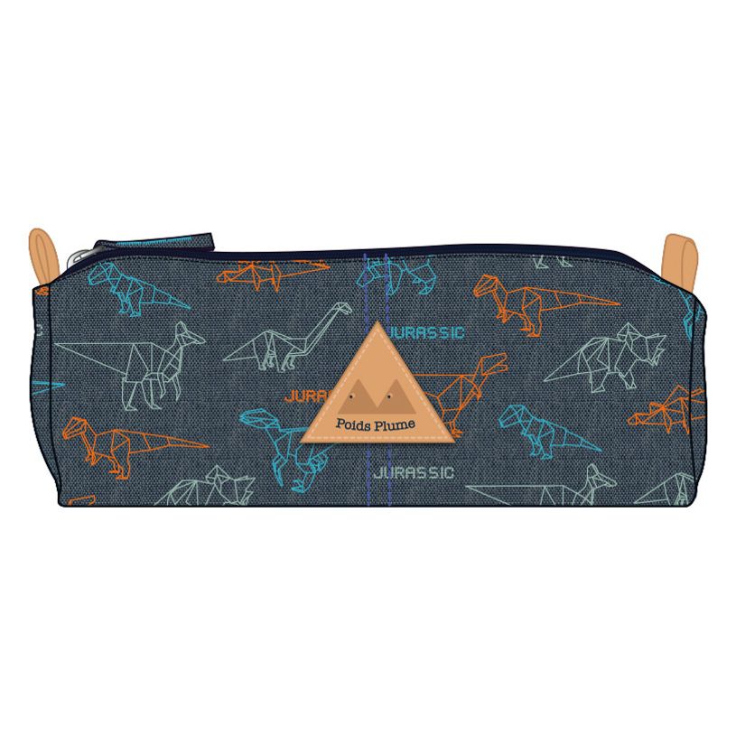 3661507117386-Trousse rectangulaire Poids Plume Jurassic - 2 compartiments - gris - Kid'Abord-P_405130135_1-0