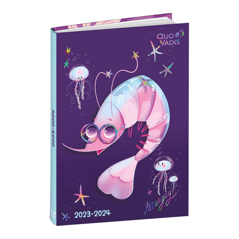 3371010495092-Agenda Marguy avec planche de stickers - 1 jour par page - 12 x 17 cm - crevette - Quo Vad-P_405130380_1-0