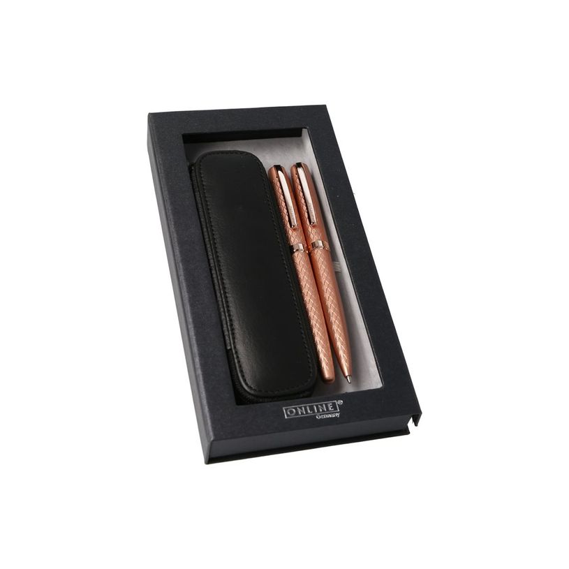 4014421346650-Online Eleganza Diamond - Parure de stylo à bille et stylo plume - rose doré-P_405130543_2-1