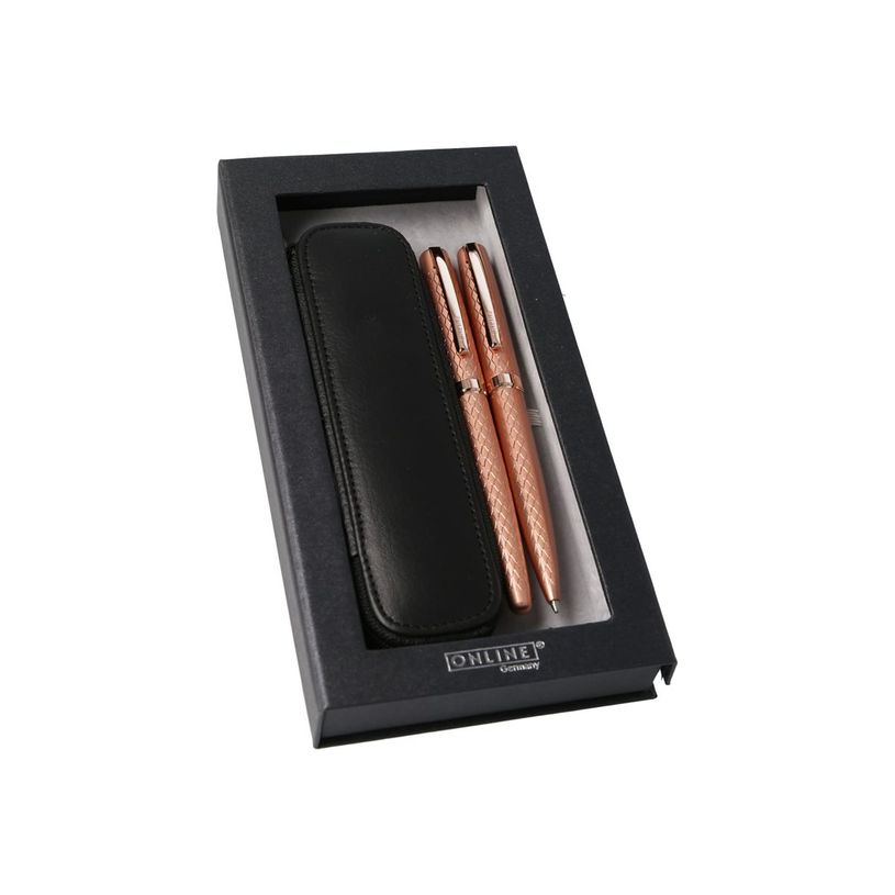 4014421346674-Online Eleganza Diamond - Parure de stylo à bille et stylo plume - rose doré - étui cui-P_405130545_2-1