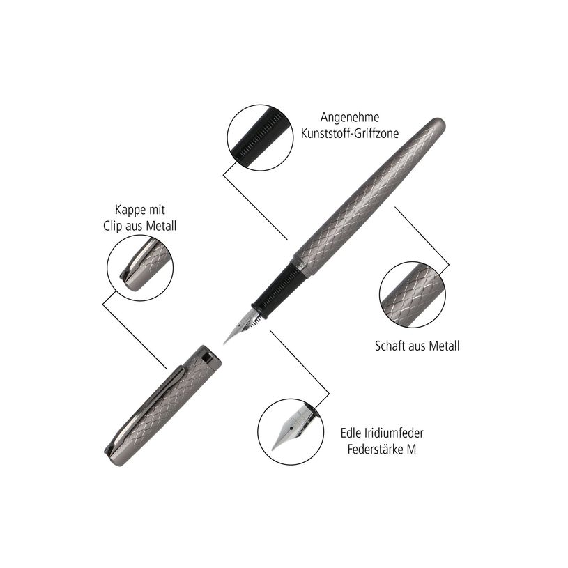 4014421346681-Online Eleganza Diamond - Parure de stylo à bille et stylo plume - titan (gris) - étui c-P_405130546_2-2