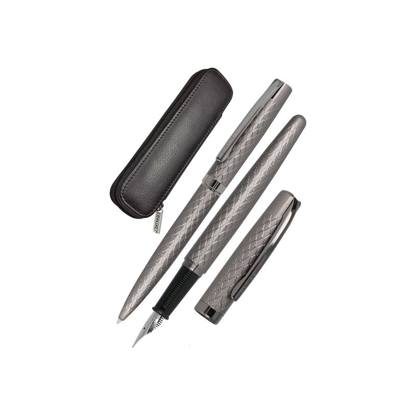 4014421346681-Online Eleganza Diamond - Parure de stylo à bille et stylo plume - titan (gris) - étui c-P_405130546_4-0