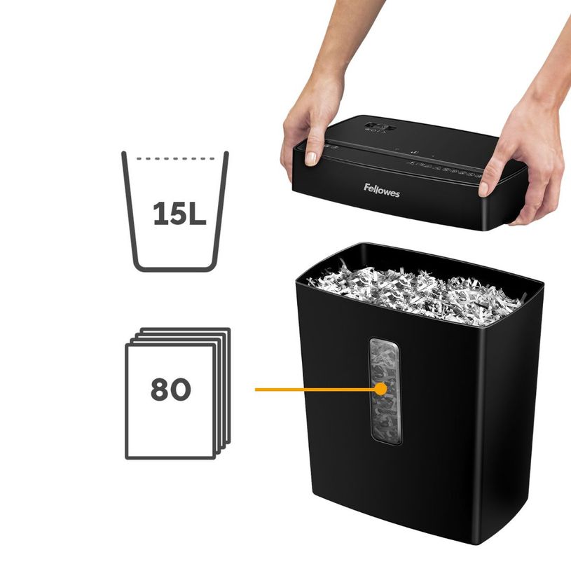 0043859775774-Fellowes Powershred P-42C - destructeur de documents coupe croisée - 8 feuilles - Corbeille 15 litres--4