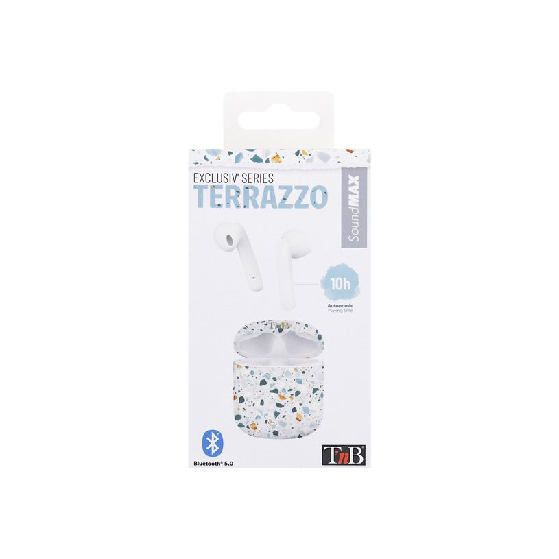 3303170109243-T'nB Exclusiv Terrazzo - Kit main libre - écouteur sans fil bluetooth - blanc boitier ter-P_405131522_3-3
