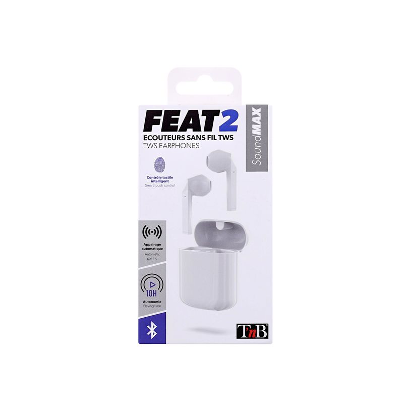 3303170104156-T'nB FRENCH TOUCH FEAT 2 - Kit main libre - écouteur sans fil bluetooth - blanc-P_405131523_5-4