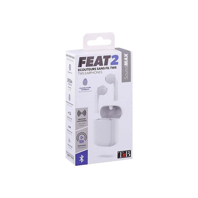 3303170104156-T'nB FRENCH TOUCH FEAT 2 - Kit main libre - écouteur sans fil bluetooth - blanc-P_405131523_6-5