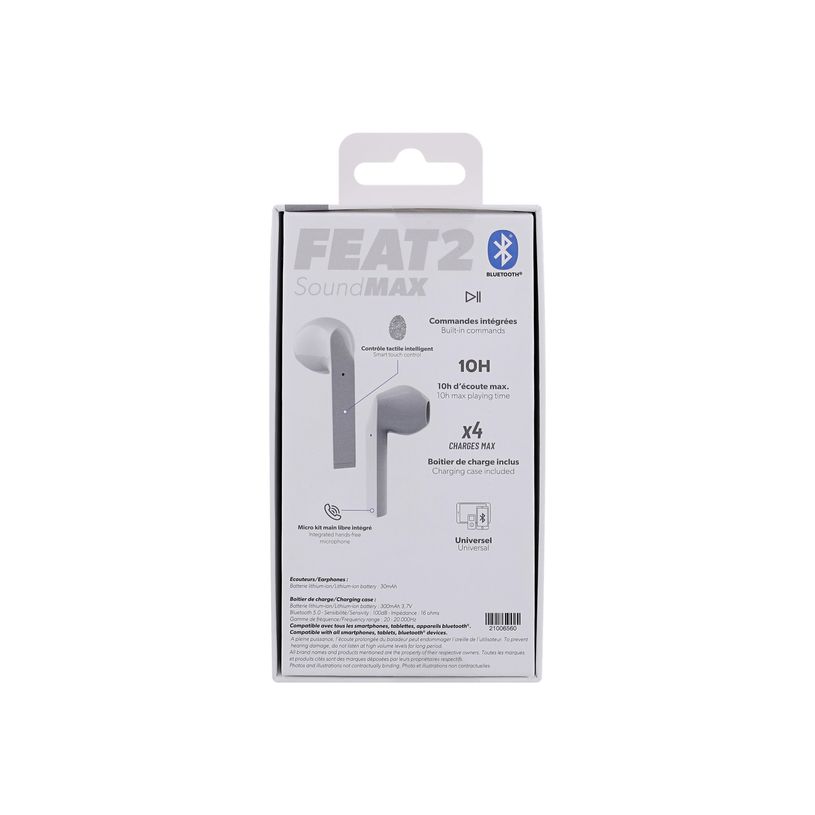 3303170104156-T'nB FRENCH TOUCH FEAT 2 - Kit main libre - écouteur sans fil bluetooth - blanc-P_405131523_7-6