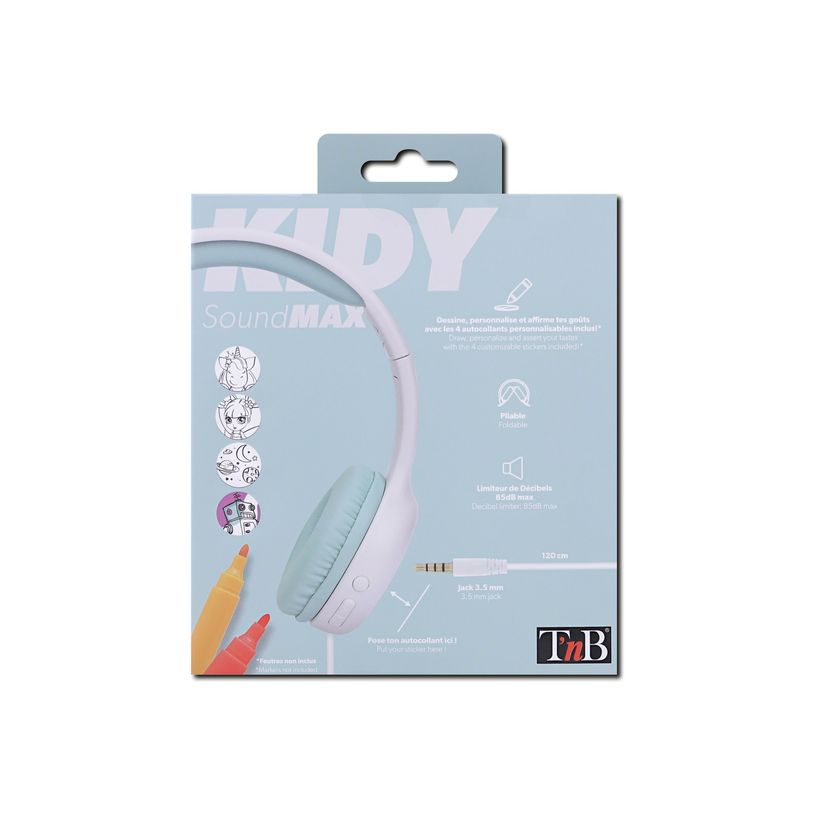 3303170107225-T'nB Kids KIDY - casque filaire pour enfants - blanc et vert-P_405131548_12-11