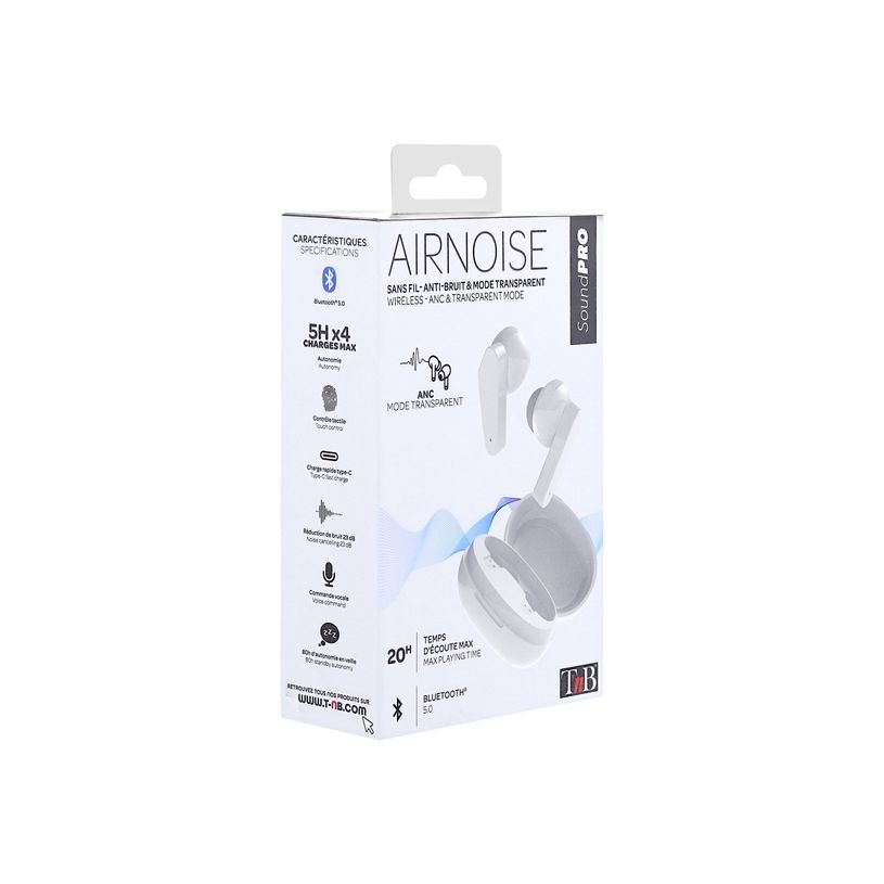 3303170104118-T'nB AIR NOISE - Kit main libre - écouteur sans fil bluetooth - blanc-P_405131551_6-5