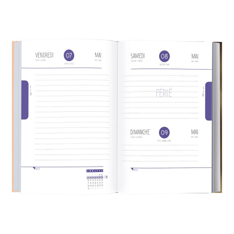 3664447143651-Agenda Bébés Animaux - 1 jour par page - 12,5 x 17,5 cm - lapin - Oberthur-P_405131788_1-1