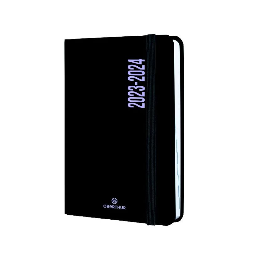 3664447144757-Agenda à élastique Alabama - 1 jour par page - 12,5 x 17,5 cm - noir et lilas - Oberthur-P_405131923_1-0