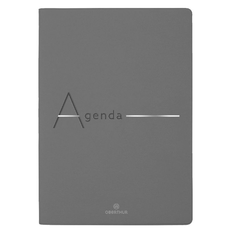 3664447144955-Agenda Bora 16 mois - 1 semaine sur 2 pages - 15,5 x 21,5 cm - gris lisse - Oberthur-P_405131991_2-0