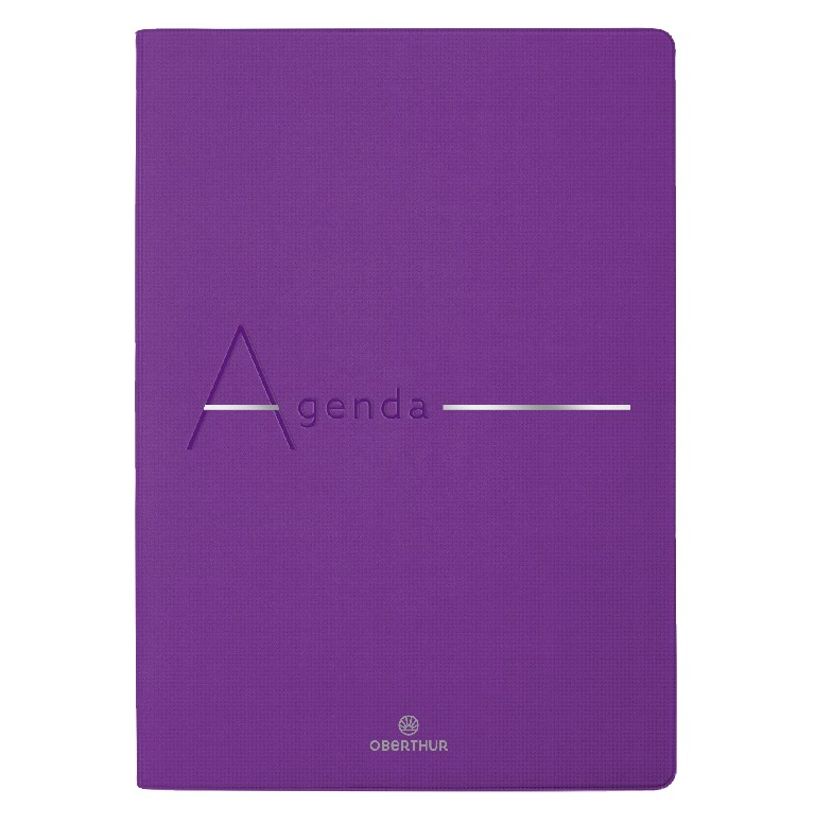 3664447144986-Agenda Bora 16 mois - 1 semaine sur 2 pages - 15,5 x 21,5 cm - violet texture - Oberthur-P_405131994_1-0