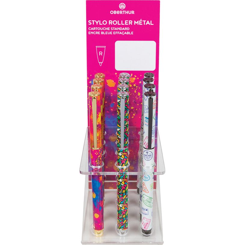 3664447143668-Stylo roller a cartouche Destination - 3 decors assortis - Oberthur--0