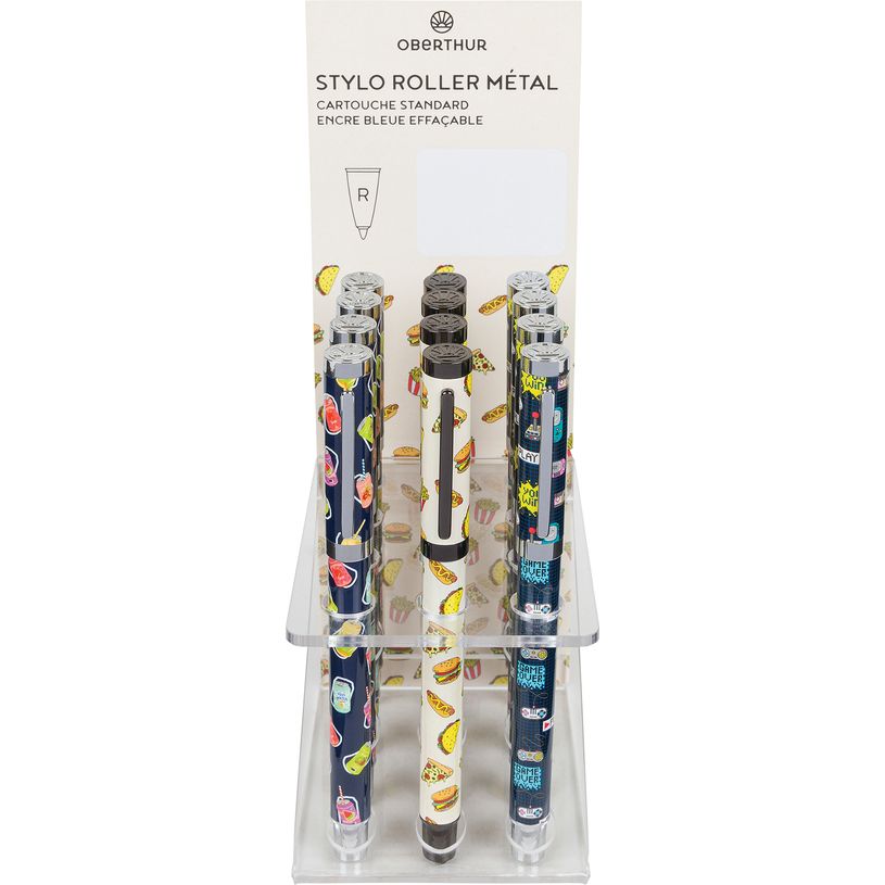 3664447143729-Stylo roller a cartouche Divertissement - 3 decors assortis - Oberthur--0