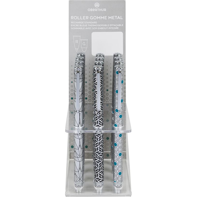 3664447136264-Stylo plume Géométrique - 3 decors assortis - Oberthur--0