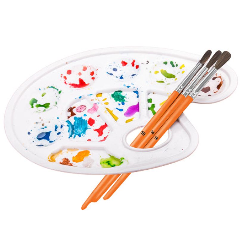 3134725016088-Cléopâtre - Palette de peinture en plastique ovale - blanche--1