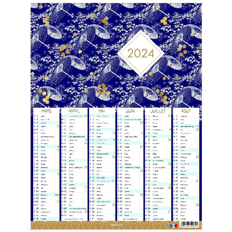 3664447149738-Calendrier Sakura - 6 mois par face - 21 x 27 cm - Oberthur-P_405132137_2-1