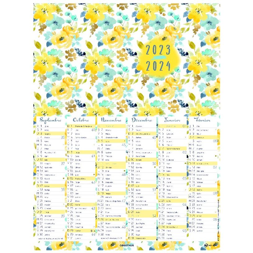 3664447149752-Calendrier Tivoli - 6 mois par face - 21 x 27 cm - Oberthur-P_405132139_1-0