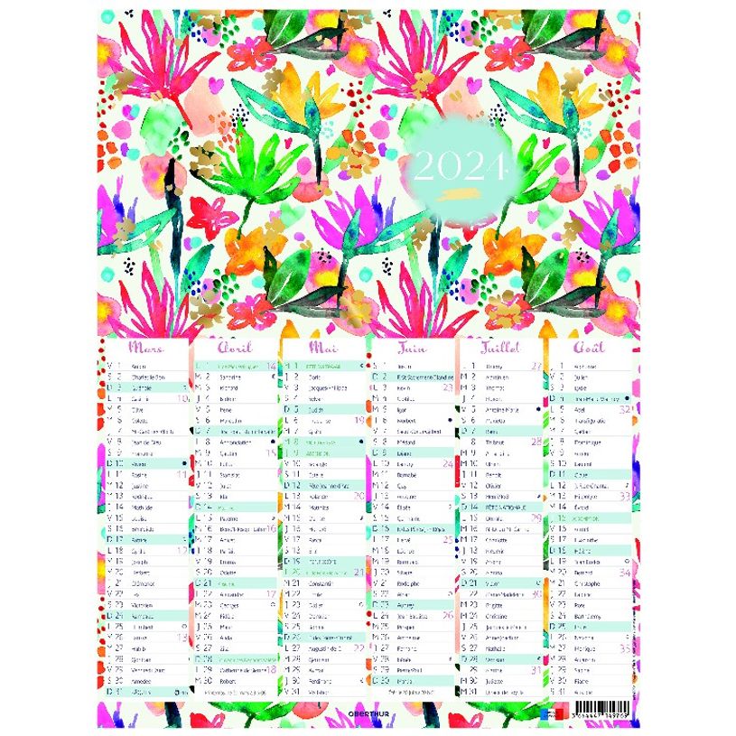 3664447149769-Calendrier Tivoli - 6 mois par face - 33,5 x 43 cm - Oberthur-P_405132140_2-1