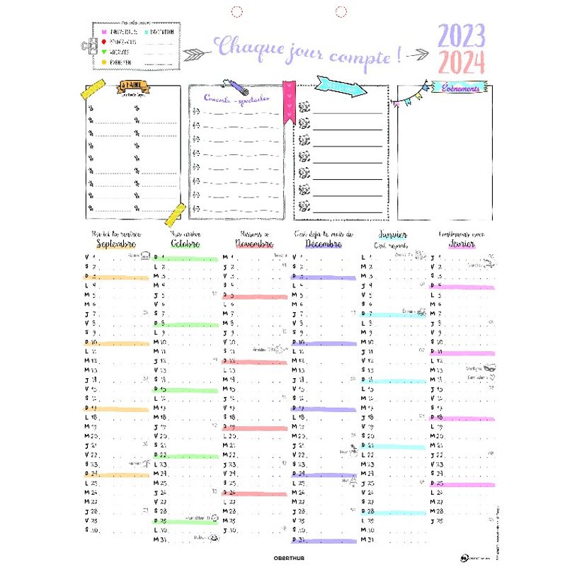 3664447149776-Calendrier Bullet - 6 mois par face - 21 x 27 cm - Oberthur-P_405132141_1-0
