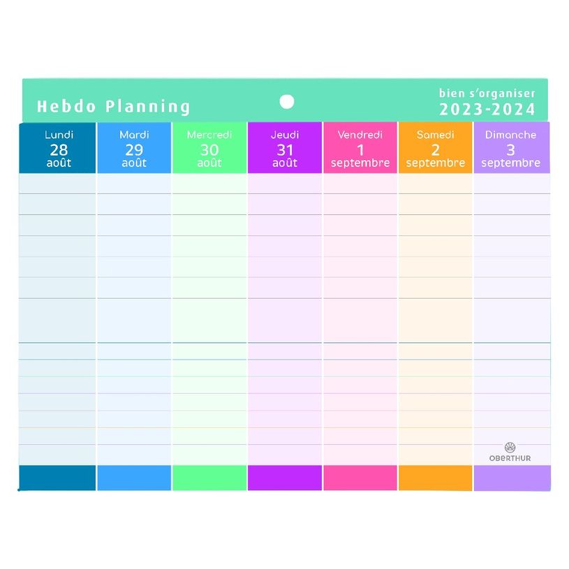 3664447138688-Calendrier Hebdo Planning - 53 feuillets - 18 x 23 cm - Oberthur-P_405132144_2-1