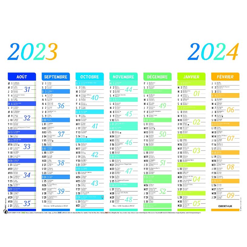 3664447138466-Calendrier Arc en Ciel - 7 mois par face - 33,5 x 43 cm - Oberthur-P_405132149_1-0