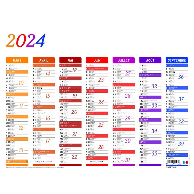 3664447138466-Calendrier Arc en Ciel - 7 mois par face - 33,5 x 43 cm - Oberthur-P_405132149_2-1