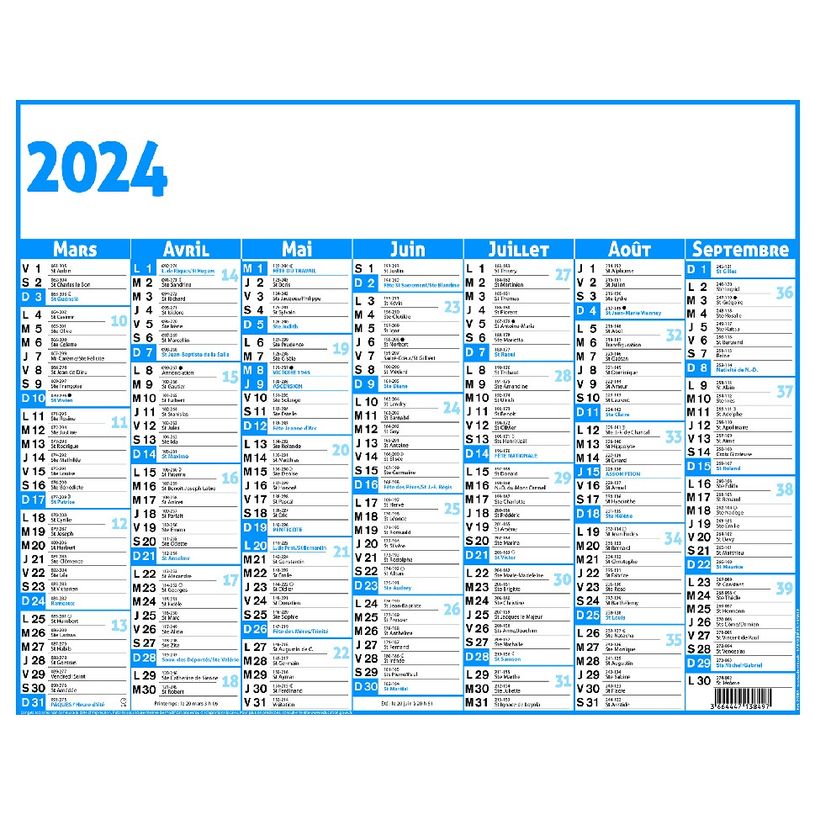 3664447138497-Calendrier Classique - 7 mois par face - 21 x 26,5 cm - Oberthur-P_405132152_2-1