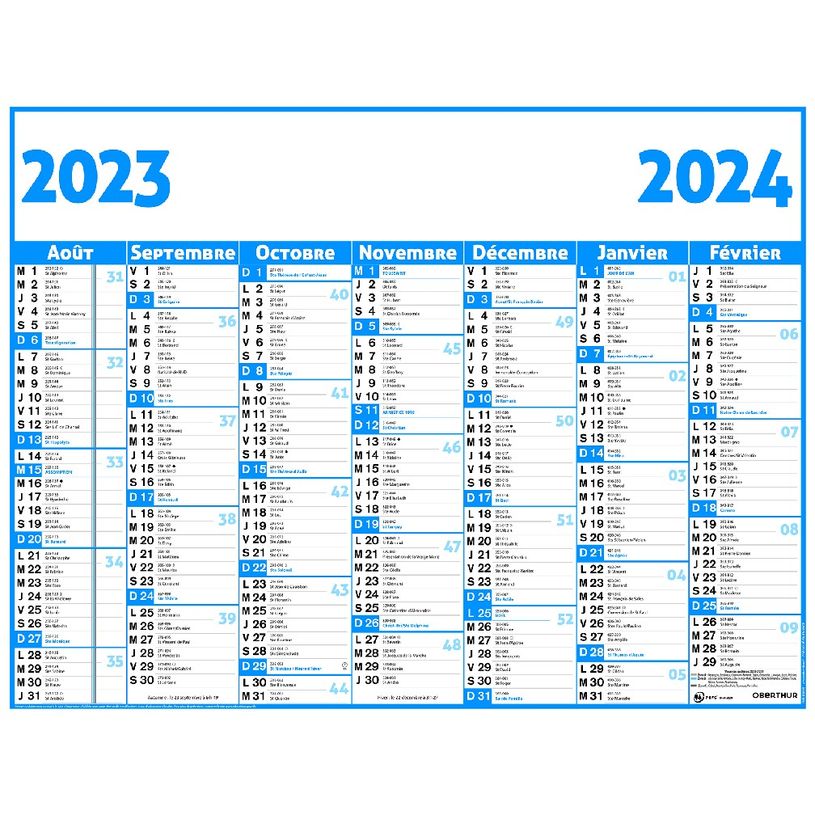 3664447138503-Calendrier Classique - 7 mois par face - 32 x 42 cm - Oberthur-P_405132153_1-0