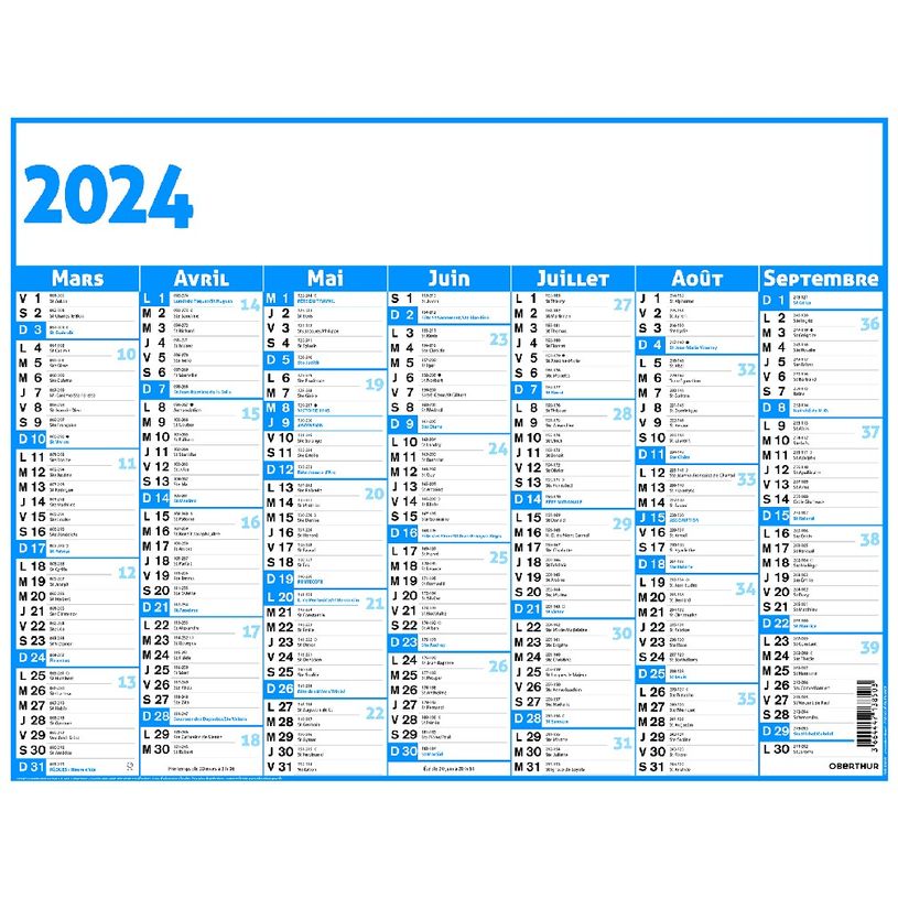 3664447138503-Calendrier Classique - 7 mois par face - 32 x 42 cm - Oberthur-P_405132153_2-1