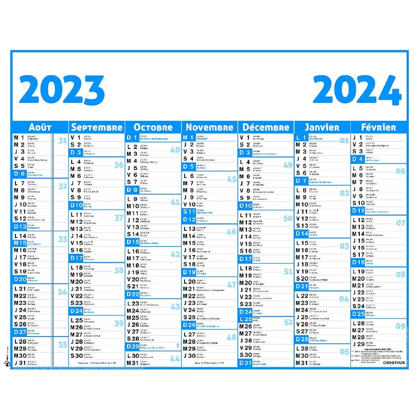 3664447138510-Calendrier Classique - 7 mois par face - 43 x 55 cm - Oberthur-P_405132154_1-0