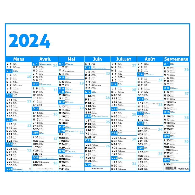 3664447138510-Calendrier Classique - 7 mois par face - 43 x 55 cm - Oberthur-P_405132154_2-1