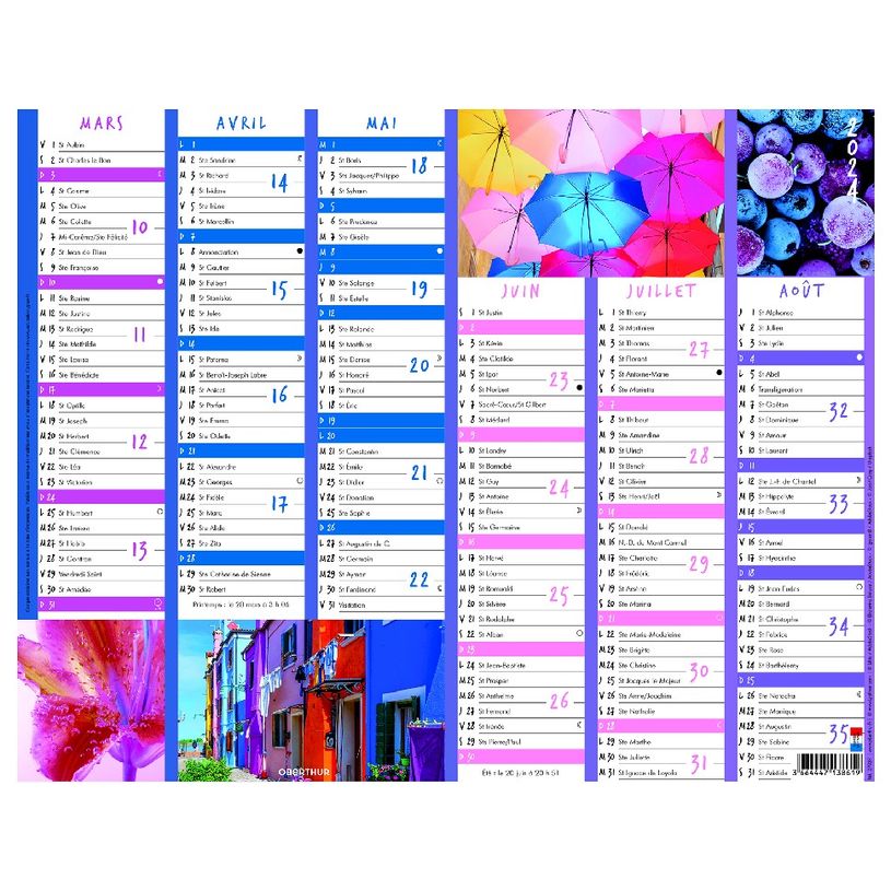 3664447138619-Calendrier Color Story - 7 mois par face - 21 x 26,5 cm - Oberthur-P_405132164_2-1