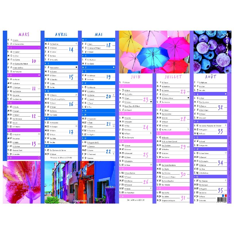3664447138626-Calendrier Color Story - 7 mois par face - 32 x 42 cm - Oberthur-P_405132165_2-1