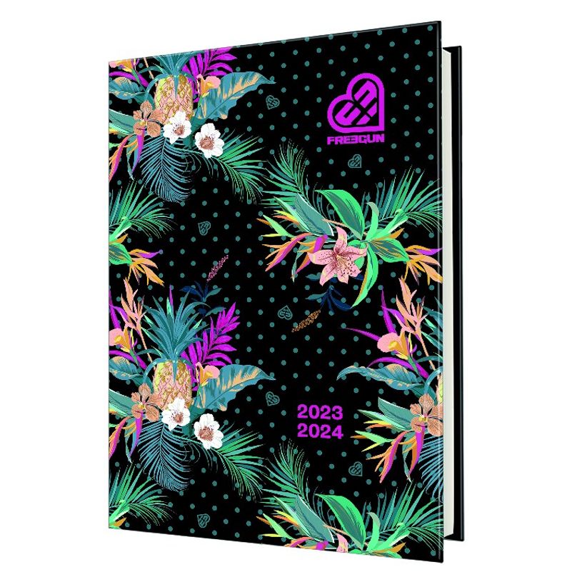 3664447143798-Agenda Miss Freegun - 1 jour par page - 12,5 x 17,5 cm - tropical sombre - Oberthur-P_405132182_1-0