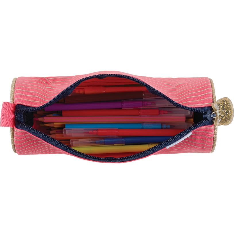 3664447148175-Trousse ronde Chaton - 1 compartiment - corail et marine - Oberthur-P_405132274_3-2