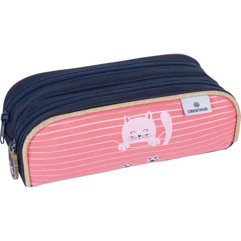 3664447148182-Trousse Chaton - 2 compartiments - corail et marine - Oberthur-P_405132275_1-0