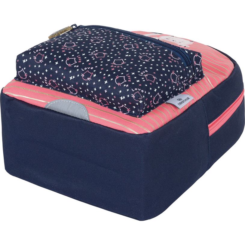 3664447148199-Petit Sac à dos Chaton - 1 compartiment - corail et marine - Oberthur-P_405132276_3-2