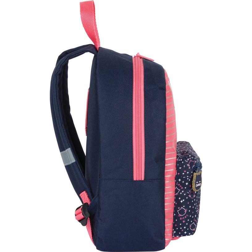 3664447148199-Petit Sac à dos Chaton - 1 compartiment - corail et marine - Oberthur-P_405132276_5-4