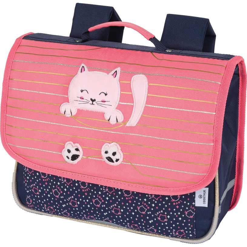 3664447148212-Cartable Chaton - 35 cm - 1 compartiment - corail et marine - Oberthur-P_405132278_1-0