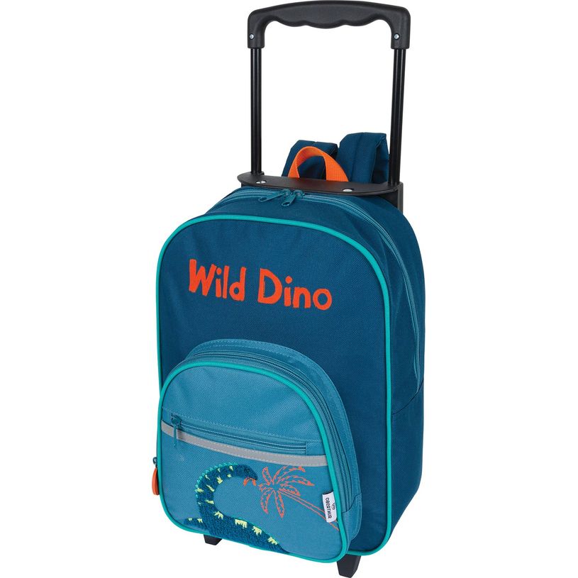 3664447148311-Petit Sac à dos à roulettes Dino - 1 compartiment - marine et bleu - Oberthur-P_405132283_1-0