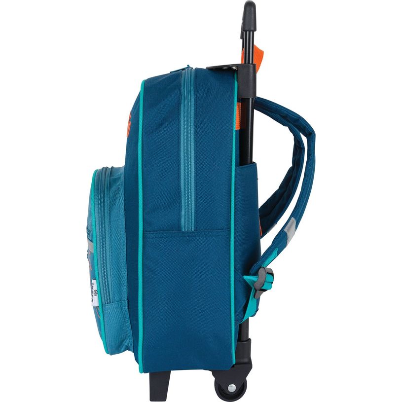 3664447148311-Petit Sac à dos à roulettes Dino - 1 compartiment - marine et bleu - Oberthur-P_405132283_4-3