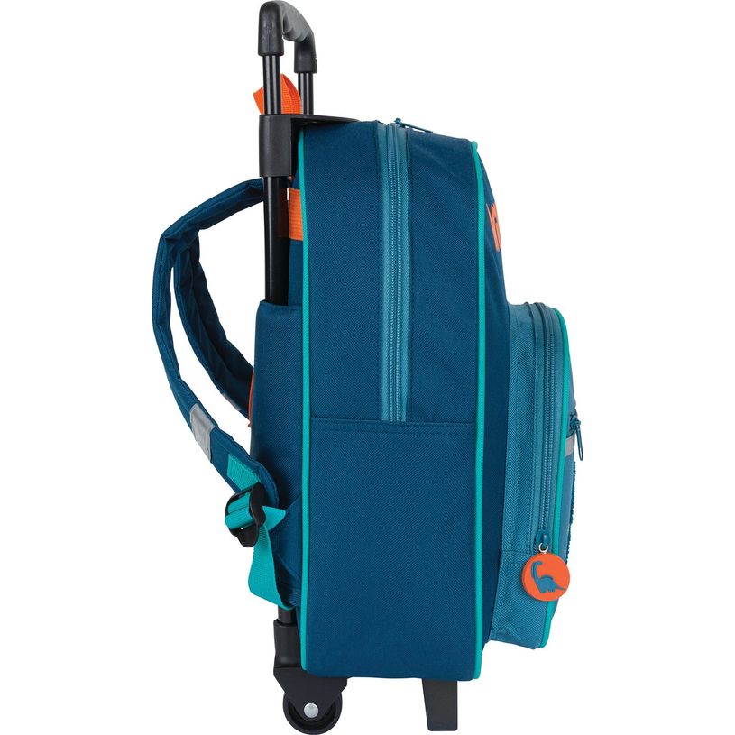 3664447148311-Petit Sac à dos à roulettes Dino - 1 compartiment - marine et bleu - Oberthur-P_405132283_5-4