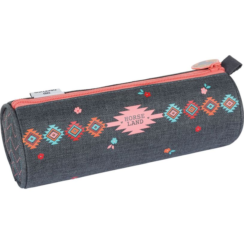 3664447148236-Trousse ronde Cheval - 1 compartiment - gris chine - Oberthur-P_405132296_2-1